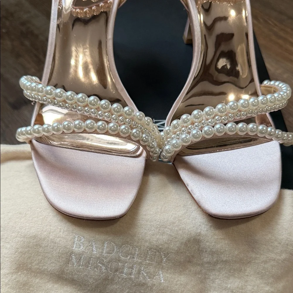 Badgley Mischka Pink Heels with Pearl Details Size 10
